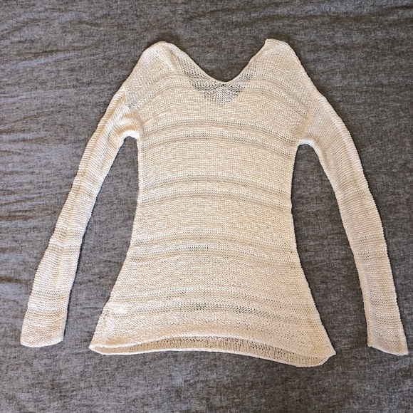 Splendid off-white open weave sweater tunic M - Picture 5 of 6